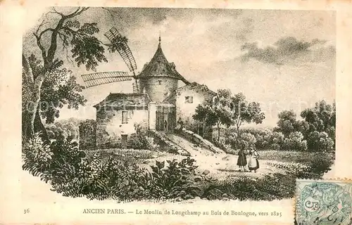 AK / Ansichtskarte Ancien_Paris Moulin de Longchamp au Bois de Boulogne vers 1825 Peinture Kuenstlerkarte Ancien Paris