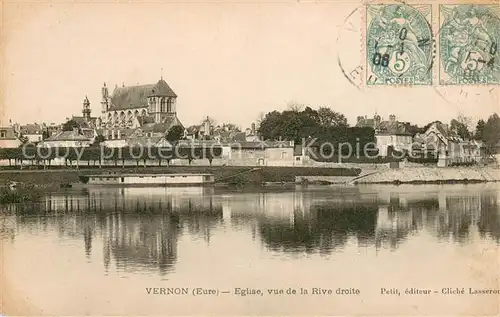 AK / Ansichtskarte Vernon_Eure Eglise vue de la rive droite Vernon Eure
