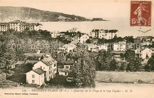 AK / Ansichtskarte Hendaye_Pyrenees_Atlantiques Quartier de la plage et Cap Figuier Hendaye_Pyrenees