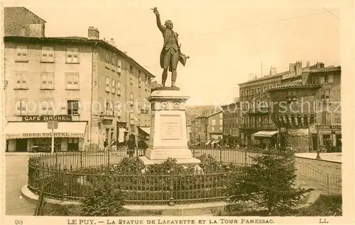 AK / Ansichtskarte Le_Puy en Velay La Statue de Lafayette et la Tour Panessac Le_Puy en Velay