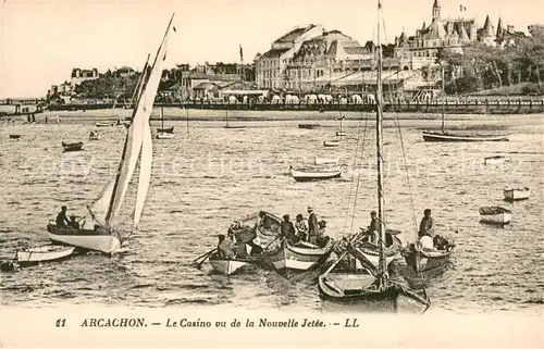 AK / Ansichtskarte Arcachon_Gironde Casino vu de la nouvelle jetee Bateaux Voiliers Arcachon Gironde