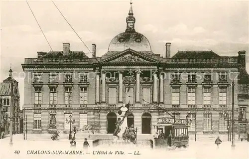 AK / Ansichtskarte Chalons sur Marne Hotel de Ville Monument Tram 