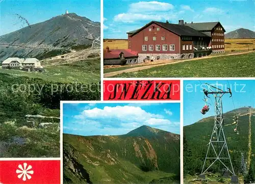 AK / Ansichtskarte Snezka_Schneekoppe Snezka s Obri boudou Lucni bouda Lanovka na Snezku Snezka Schneekoppe