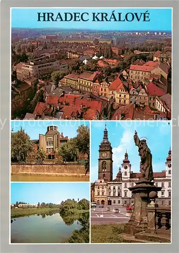 AK / Ansichtskarte Hradec_Kralove_Kralovehradecko Stadtpanorama Motive Innenstadt Denkmal Partie am Fluss 