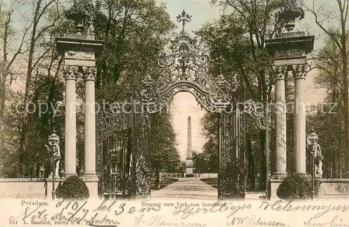 AK / Ansichtskarte Potsdam Engang zum Park von Sanssouci Potsdam