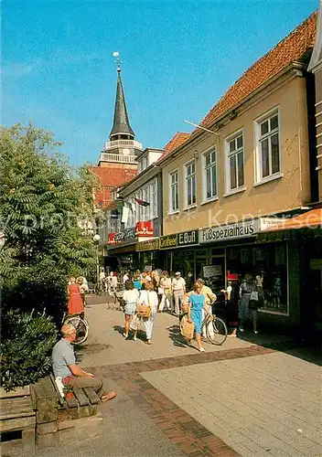 AK / Ansichtskarte Aurich_Ostfriesland Fussgaengerzone Burgstrasse mit Lamberti Kirchturm Aurich_Ostfriesland