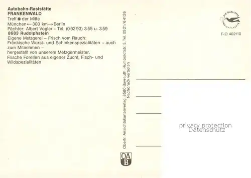 AK / Ansichtskarte Rudolphstein Brueckenrasthaus Frankenwald Rudolphstein