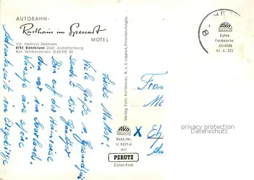 AK / Ansichtskarte Rohrbrunn Autobahn Rasthaus im Spessart Wildgehege Rohrbrunn