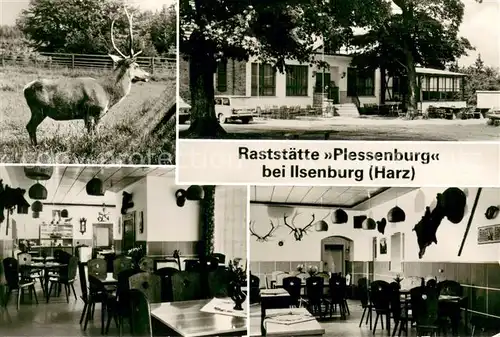 AK / Ansichtskarte Ilsenburg_Harz Raststaette Plessenburg Gastraeume Hirsch Ilsenburg Harz