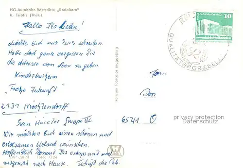 AK / Ansichtskarte Triptis HO Autobahn Raststaette Rodaborn Triptis