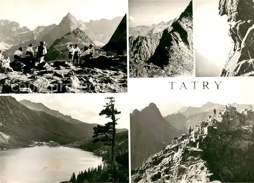 AK / Ansichtskarte Tatry_Vysoke_Gebirge Gebirgspanorama Bergsee Bergwandern Bergsteiger Tatry_Vysoke_Gebirge