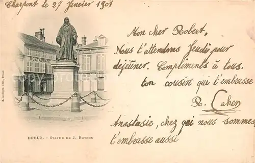 AK / Ansichtskarte Dreux Statue de Jean de Rotrou Dreux