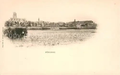 AK / Ansichtskarte Peronne_Somme Bords de la Somme et vue sur la ville Peronne Somme