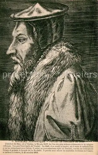 AK / Ansichtskarte Vezelay Portrait de Theodore de Beze Dessin Kuenstlerkarte Vezelay