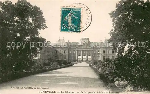 AK / Ansichtskarte Luneville Chateau vue de la grande Allee des Bosquets Luneville