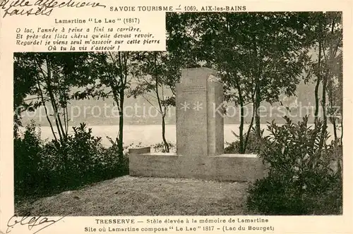 AK / Ansichtskarte Tresserve Stele elevee a la memoire de Lamartine Tresserve