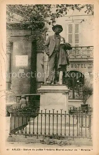 AK / Ansichtskarte Arles_Bouches du Rhone Statue du poete Frederic Mistral auteur de Mireille Monument Arles_Bouches du Rhone