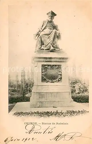 AK / Ansichtskarte Chinon_Indre_et_Loire Statue de Rabelais Monument Chinon_Indre_et_Loire