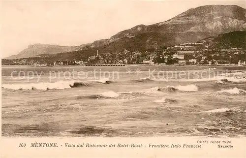 AK / Ansichtskarte Mentone_Menton Vista dal Ristorante del Balzi Rossi Frontiera Italo Francese 