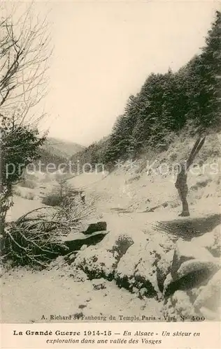 AK / Ansichtskarte Alsace_Elsass Un skieur en exploratin dans une vallee des Vosges Alsace Elsass