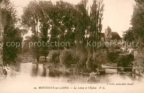 AK / Ansichtskarte Montigny sur Loing La Loing et l Eglise Montigny sur Loing