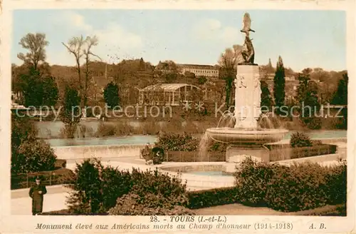 AK / Ansichtskarte Tours_Indre et Loire Monument eleve aux Americains morts au Champ d honneur Tours Indre et Loire