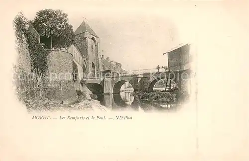 AK / Ansichtskarte Moret sur Loing Remparts et le pont Moret sur Loing
