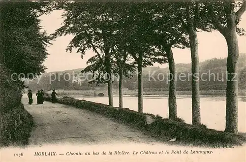 AK / Ansichtskarte Morlaix Chemin du bas de la riviere Chateau et Pont de Lannuguy Morlaix