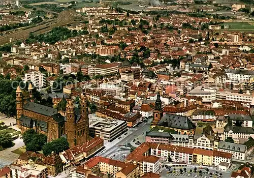 AK / Ansichtskarte Worms_Rhein Stadtkern mit Dom Fliegeraufnahme Worms Rhein