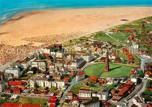 AK / Ansichtskarte Borkum_Nordseebad Heilbad im Hochseeklima Strand und Ort Nordseeinsel Fliegeraufnahme Borkum_Nordseebad