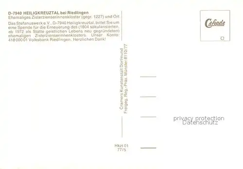 AK / Ansichtskarte Heiligkreuztal Ehemaliges Zisterzienserinnenkloster 13. Jhdt. Fliegeraufnahme Heiligkreuztal