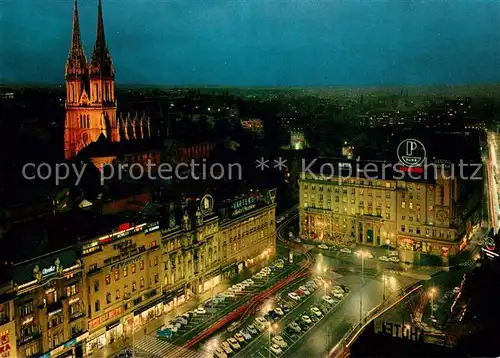 AK / Ansichtskarte Zagreb Stadtzentrum bei Nacht Zagreb