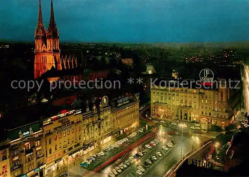 AK / Ansichtskarte Zagreb Stadtzentrum bei Nacht Zagreb