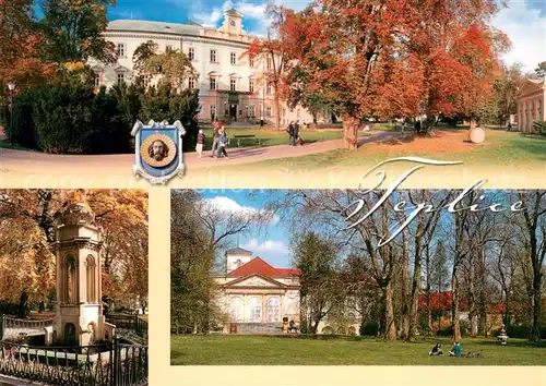 AK / Ansichtskarte Teplice Schoenauer Park Kolostuj Brunnen Schloss und Schlossgarten Teplice