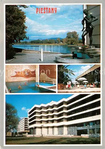 AK / Ansichtskarte Piestany Barlolamac Bazen liecebneho domu Balnea Esplanade Terasa liecebneho Balnea Palace Piestany