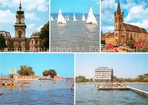 AK / Ansichtskarte Keszthely Schloss Segelregatta Kirche Strandbad Keszthely