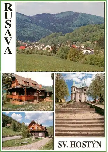 AK / Ansichtskarte Rusava Panorama Byv vila malife Adolfa Kaspara Restaurace Ceher Sv Hostyn Schodiste k bazilice Rusava