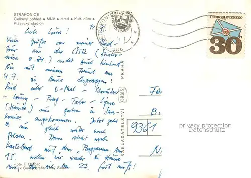 AK / Ansichtskarte Strakonice Celkovy pohled MNV Hrad Kultu dum Plavecky stadion Strakonice