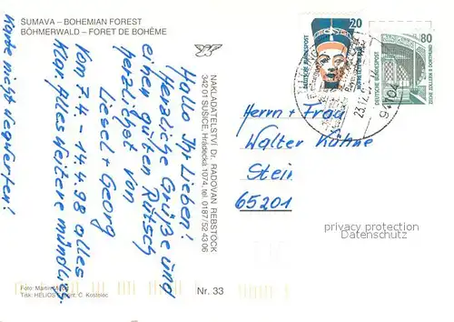 AK / Ansichtskarte Sumava_Boehmerwald Bohemian Forest Sumava Boehmerwald