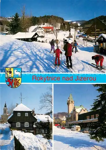 AK / Ansichtskarte Rokytnice_nad_Jizerou Skipiste Strassenpartie Rokytnice_nad_Jizerou