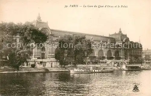 AK / Ansichtskarte Paris La Gare da Quai dOrsay et le Palais Paris