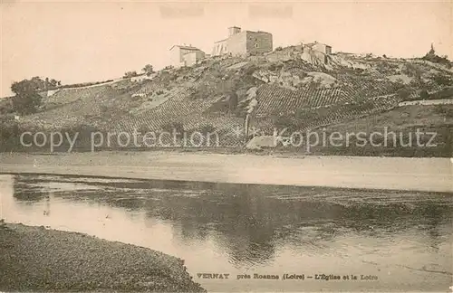 AK / Ansichtskarte Vernay_Roanne_Loire Bords de la Loire Vue sur l eglise 