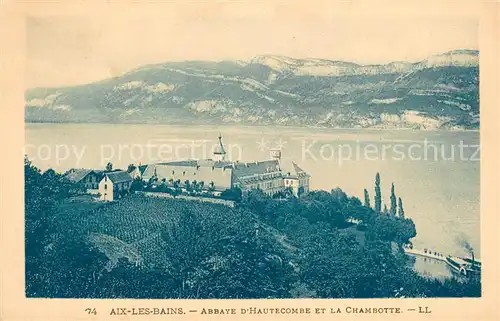 AK / Ansichtskarte Aix les Bains Abbaye d Hautecombe et la Chambotte Alpes Lac du Bourget Aix les Bains