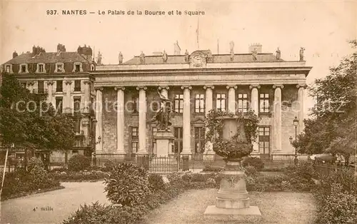 AK / Ansichtskarte Nantes_Loire_Atlantique Palais de la Bourse et le Square Statue Monument Nantes_Loire_Atlantique