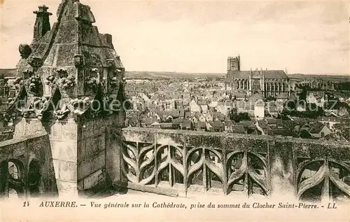 AK / Ansichtskarte Auxerre Vue generale de la Cathedrale prise du sommet du Clocher Saint Pierre Auxerre