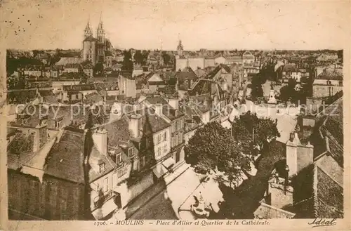 AK / Ansichtskarte Moulins_Allier Place dAllier et Quartier de la Cathedrale Moulins Allier