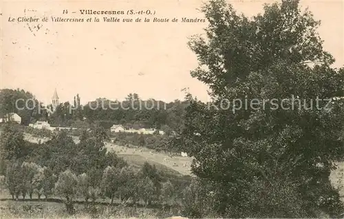 AK / Ansichtskarte Villecresnes Le Clocher de Villecresnes et la Vallee vue de la Route de Mandres Villecresnes