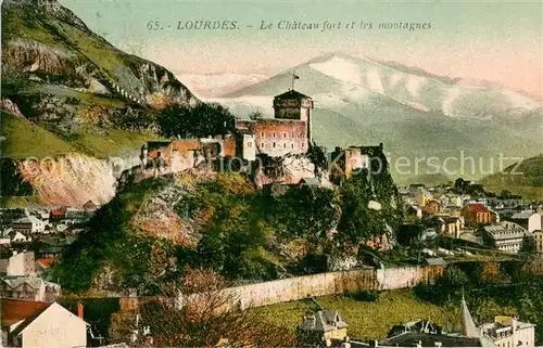 AK / Ansichtskarte Lourdes_Hautes_Pyrenees Le Chateau fort et les montagnes Lourdes_Hautes_Pyrenees