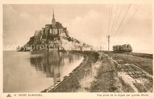 AK / Ansichtskarte Mont Saint Michel Vue prise de la digue par grande maree Mont Saint Michel