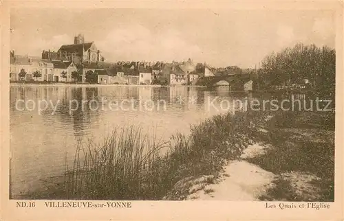 AK / Ansichtskarte Villeneuve sur Yonne Les quais et l eglise Villeneuve sur Yonne